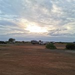 Camping at its finest - gravel patch next to service station with a dusty wind blowing:cocklebiddy, not much choice. Some nice views of bight on the w