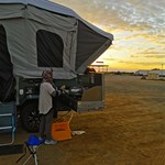 Camping at its finest - gravel patch next to service station with a dusty wind blowing:cocklebiddy, not much choice. Some nice views of bight on the w