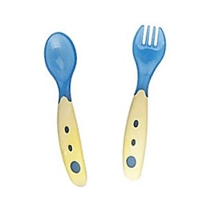 A baby spoon and fork set