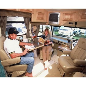 Inside a luxury RV