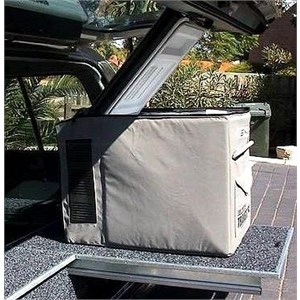 A fridge with its lid open on a cargo drawer