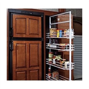 Cupboard racks in a caravan