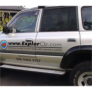 Window sox on the back window of a 4WD