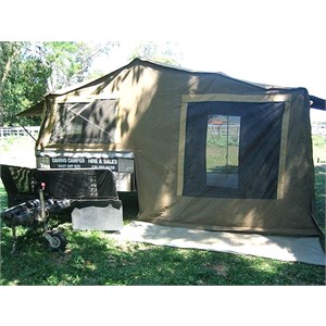 A hired camper trailer