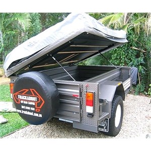 A camper trailer with gas struts