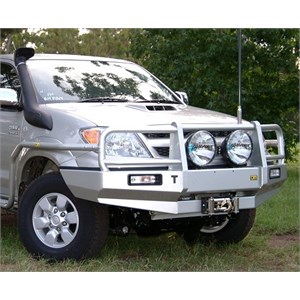 A steel bull bar on a Hilux from TJM