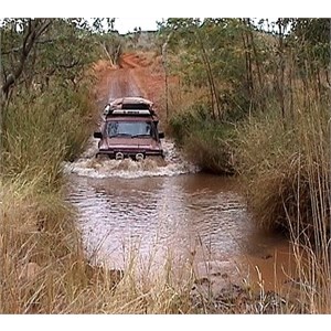 Driving down a water filled track