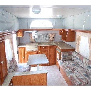 Caravan interior design and balance of furnishings and living space