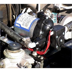 A mounted Shurflo 12 volt water pump