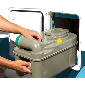 Removing a Thetford cassette from the service hatch