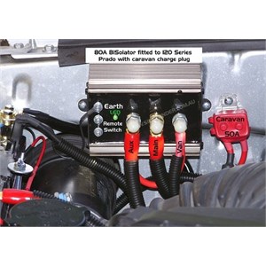 8O Amp BiSolator fitted to 120 Series Prado with caravan charge plug
