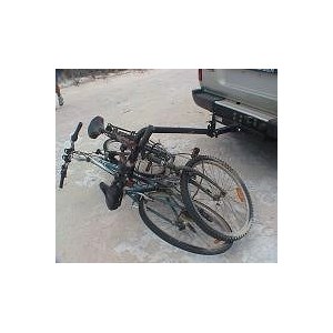 Single pole bike carrier with fold down bar