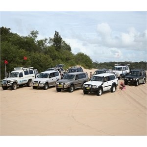 4WDs lined up on the coast