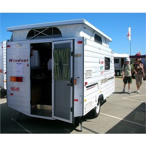 Standard pop-top caravan with rear door