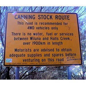 Canning Stock Route sign