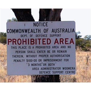 Woomera Defence Support sign
