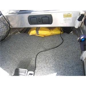 Interior of a tinnie showing the carpet