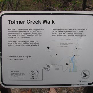 Tolmer Creek walk sign