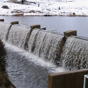 Weir spilling as diversion stopped