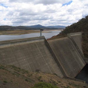 Downstream face of the concrete gravity dam