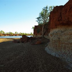 tall river banks at the pool