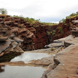 View from the top of the falls back up the gorge