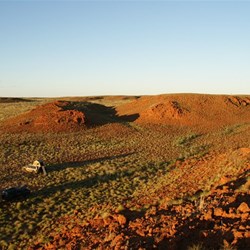 Our sheltered camp site in the range.
