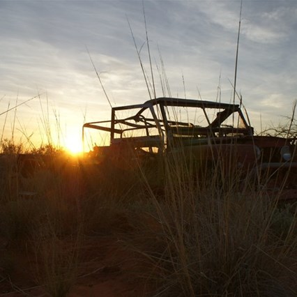 A sunset over a sobering reminder of the dangers of remote outback travel.