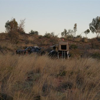 Our camp in the lee of the nearby dune