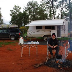 camp fire near Cobar -  beside the highway
