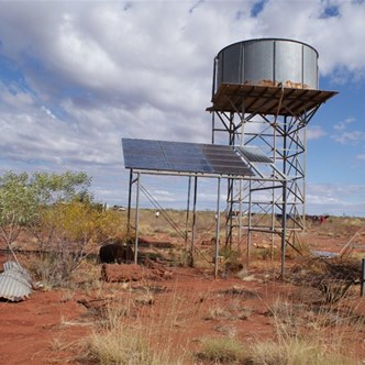 Tank, solar bore and handpump at Bilbarrd