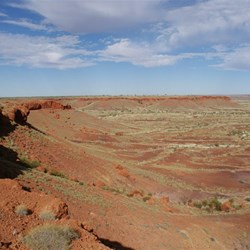 View across the red bluffs to the Pallotine Headland