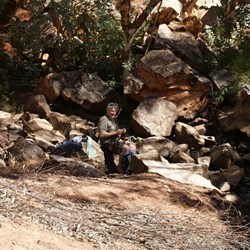 Al recouperating and enjoying lunch after some 4.5 hours hard slog