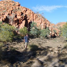 Heading across the dry pool