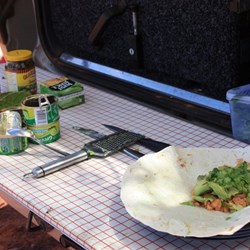 Our typical touring lunch (tuna wraps)