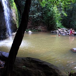 Enjoying the waterfall