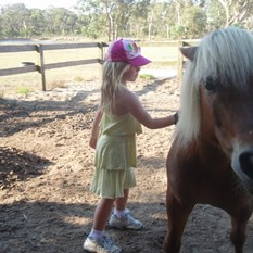 Chardae grooming a pony