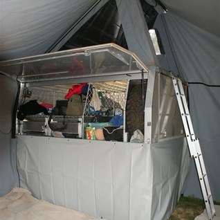 Interior with drawer and table access