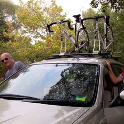 Dad and Michelle going riding