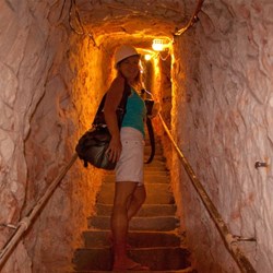 Michelle in the tunnel entrance to the Chamber of the Black Hand