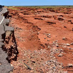The damage to the Stuart Highway at Woocalla Creek.