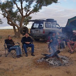 Fiona, Stephen, Greendog and Tony around the Fire