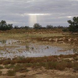 The sun struggles to get through the clouds next morning
