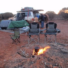 camped up, bloody windy