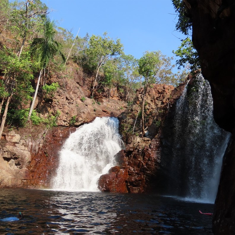 Swimming pool at the bottom of the falls