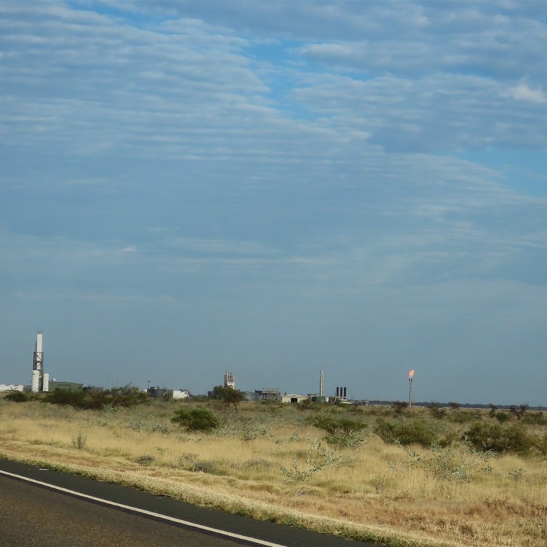 On leaving town we passed a small gas field