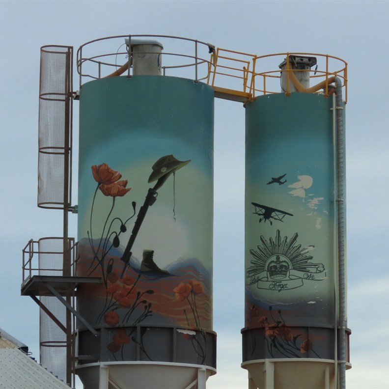 Silo Paintings as we came into Exmouth