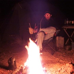 Ian waiting for me to finish cooking tea