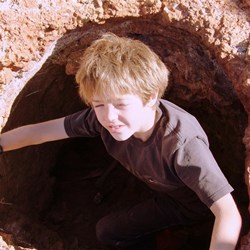 Aiden down a gnamma hole