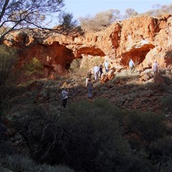 Walking up to the head of the gorge and the overhangs